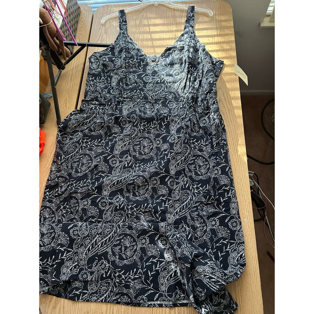 New Women’s Universal Thread Maxi Dress Navy Paisley Cotton Rayon size 2X